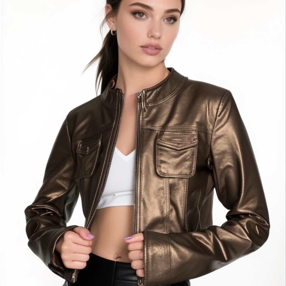 Bernardo Women's Metallic Leather Jacket